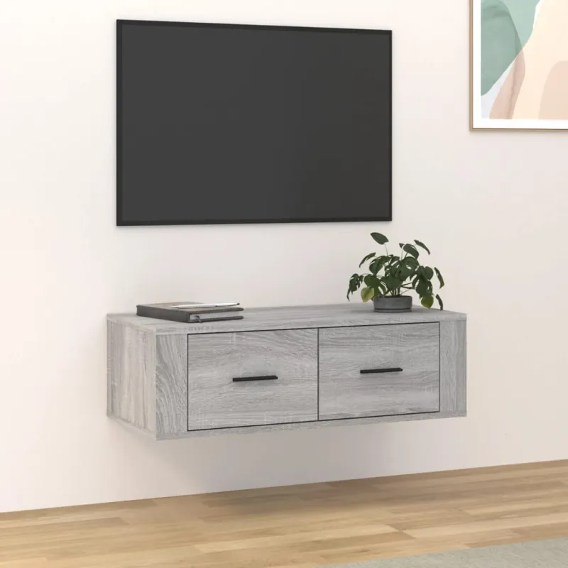 Pakabinama TV spintelė, pilka ąžuolo, 80x36x25cm, mediena