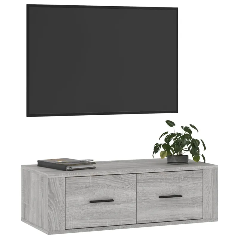 Pakabinama TV spintelė, pilka ąžuolo, 80x36x25cm, mediena