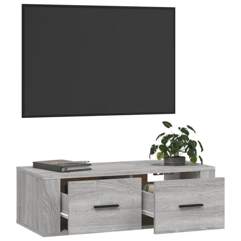 Pakabinama TV spintelė, pilka ąžuolo, 80x36x25cm, mediena