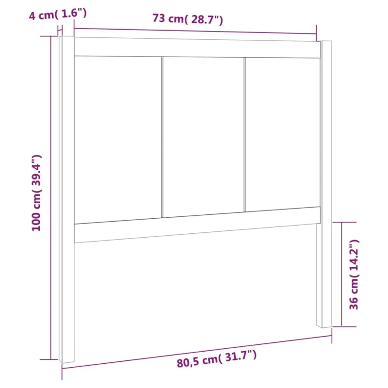 Lovos galvūgalis, pilkas, 80,5x4x100cm, pušies medienos masyvas