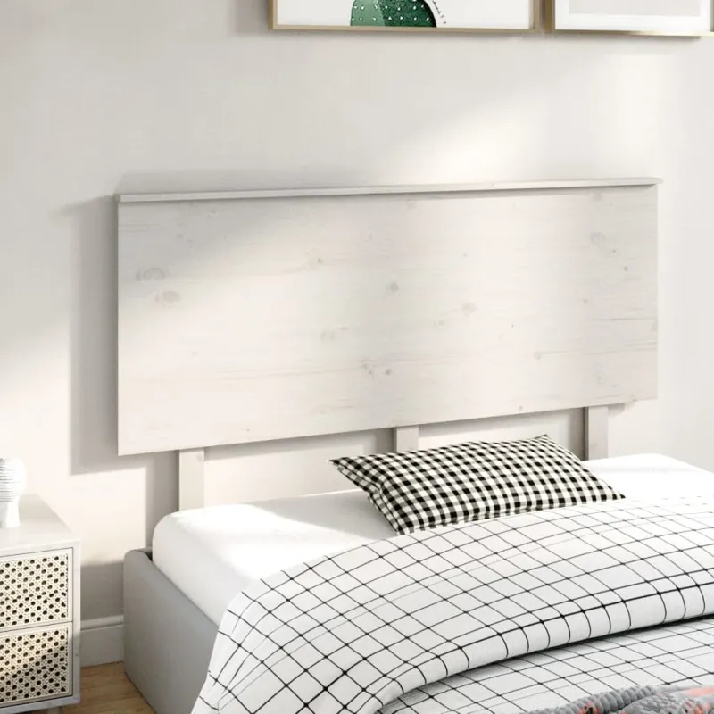 Lovos galvūgalis, baltas, 144x6x82,5cm, pušies medienos masyvas