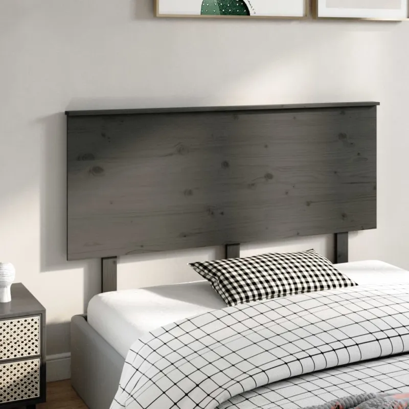 Lovos galvūgalis, pilkas, 144x6x82,5cm, pušies medienos masyvas
