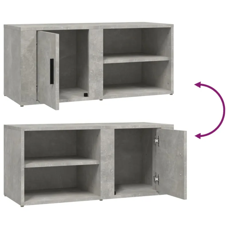 TV spintelės, 2vnt., betono pilkos, 80x31,5x36cm, mediena