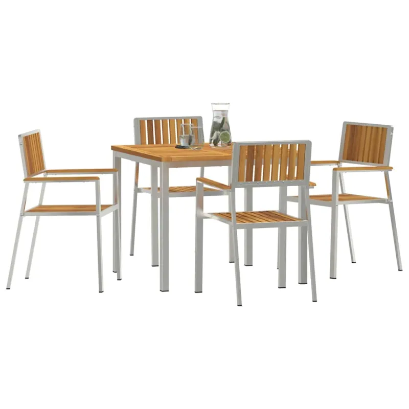 Lauko ruokailukompletti 5 osaa, Ruskea, Kestävä akasiapuu
