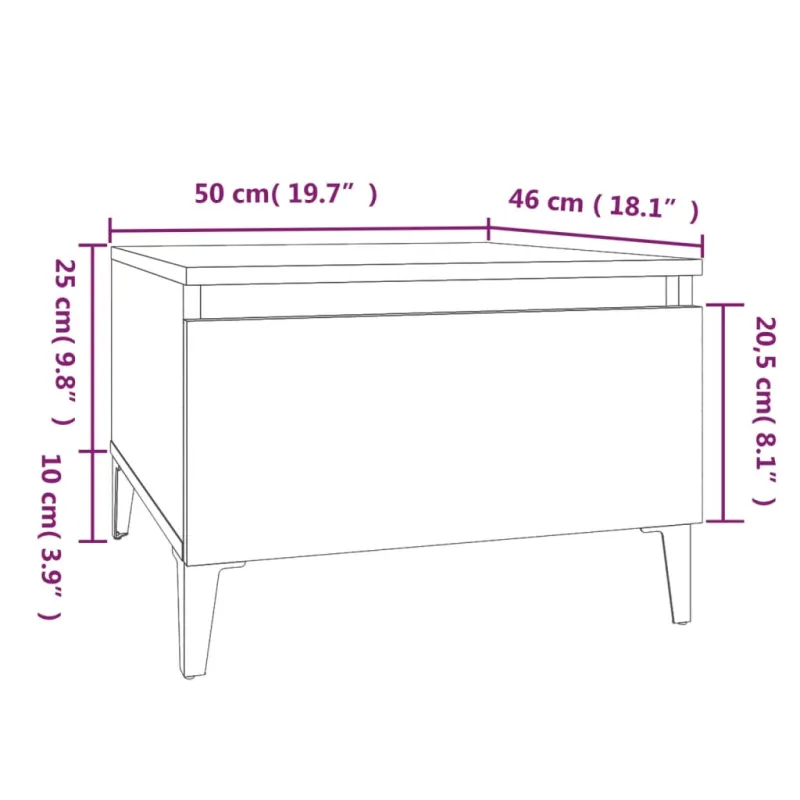 Šoninis staliukas, dūminio ąžuolo, 50x46x35cm, mediena