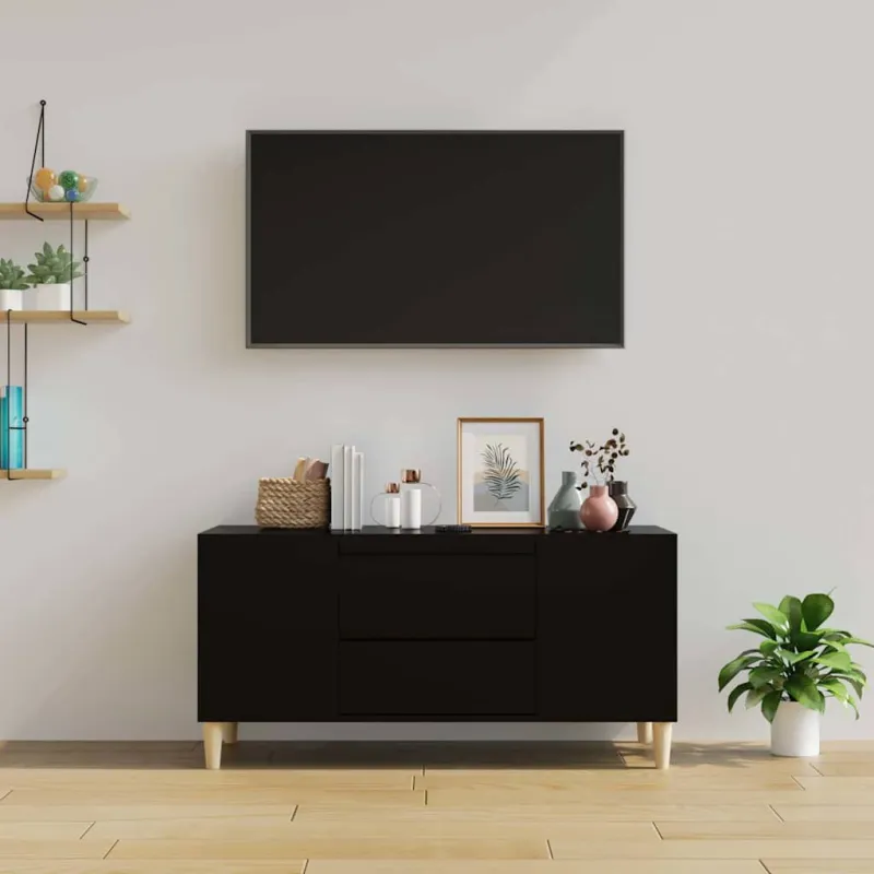 Televizoriaus spintelė, juodos spalvos, 102x44,5x50cm, mediena