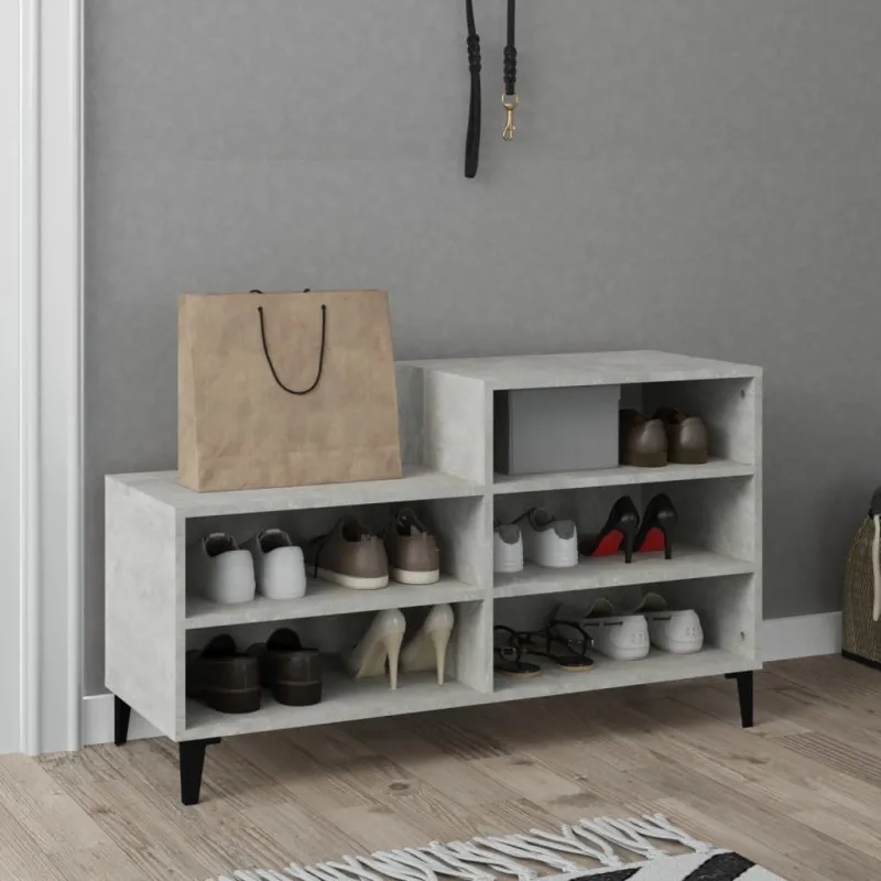 Spintelė batams, betono pilka, 102x36x60cm, apdirbta mediena
