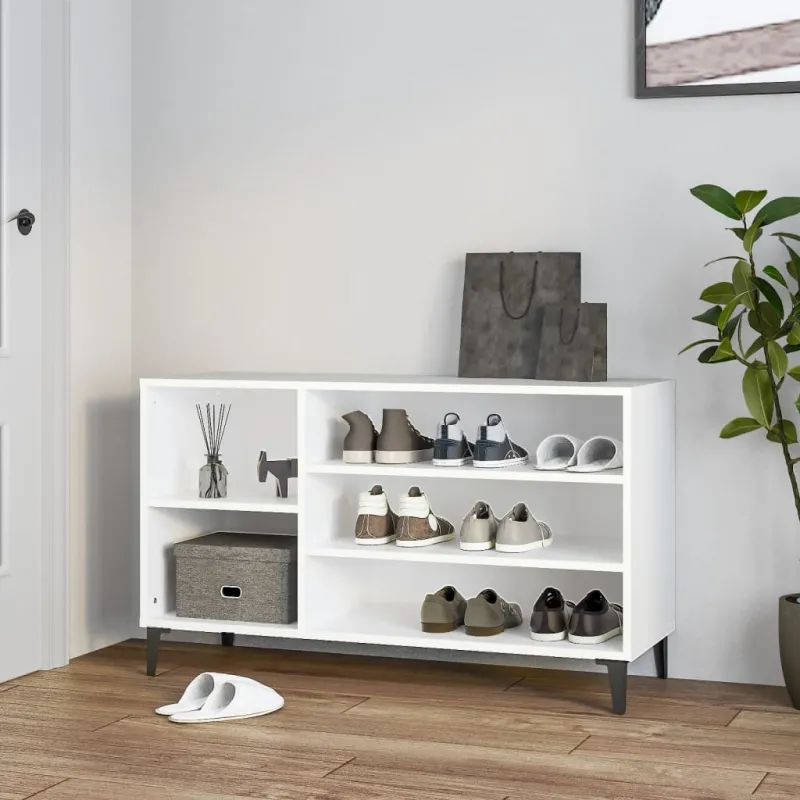 Spintelė batams, baltos spalvos, 102x36x60cm, apdirbta mediena