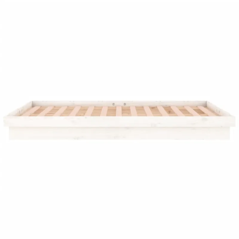 Lovos rėmas su LED, baltas, 135x190cm, mediena, dvivietis