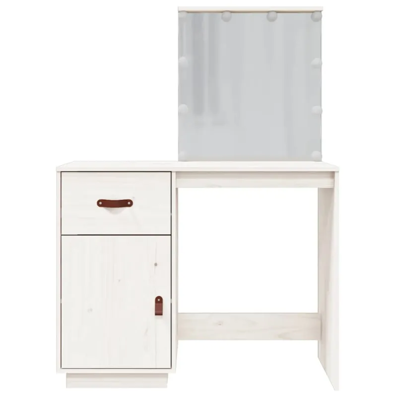 Kosmetinis staliukas su LED, baltas, 95x50x133,5cm, pušis