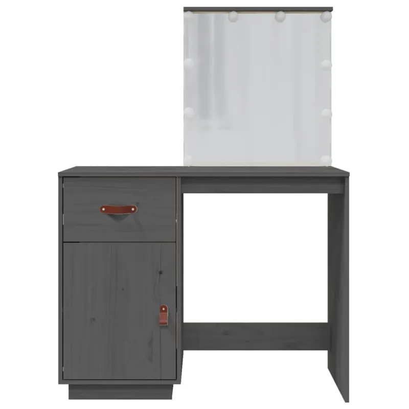 Kosmetinis staliukas su LED, pilkas, 95x50x133,5cm, pušis