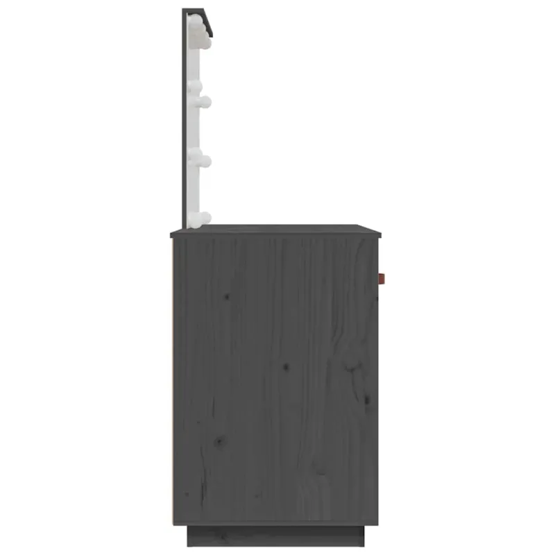 Kosmetinis staliukas su LED, pilkas, 95x50x133,5cm, pušis