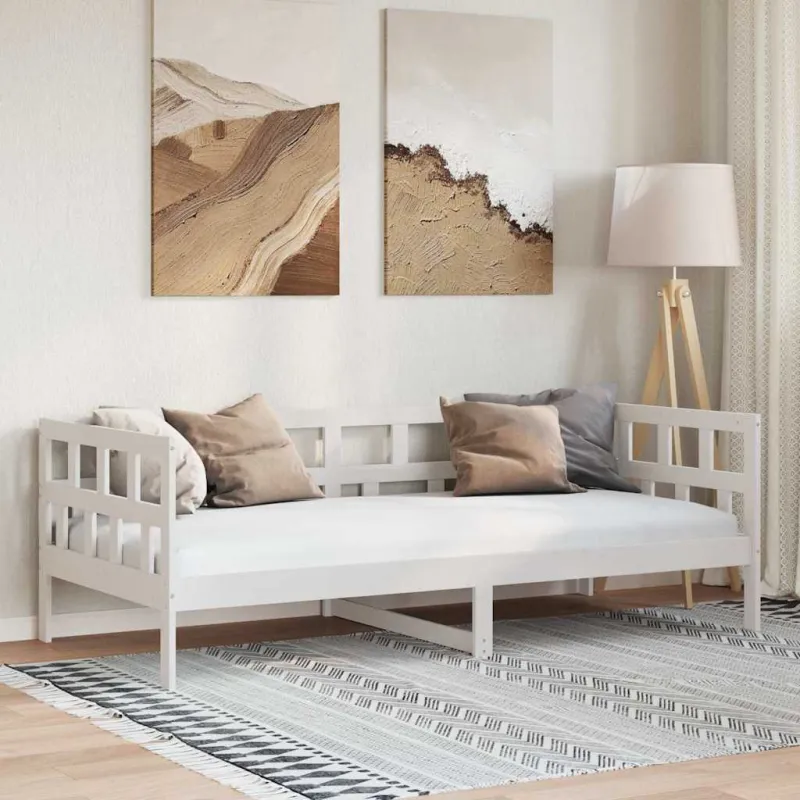 Lova, baltos spalvos, 80x200cm, pušies medienos masyvas