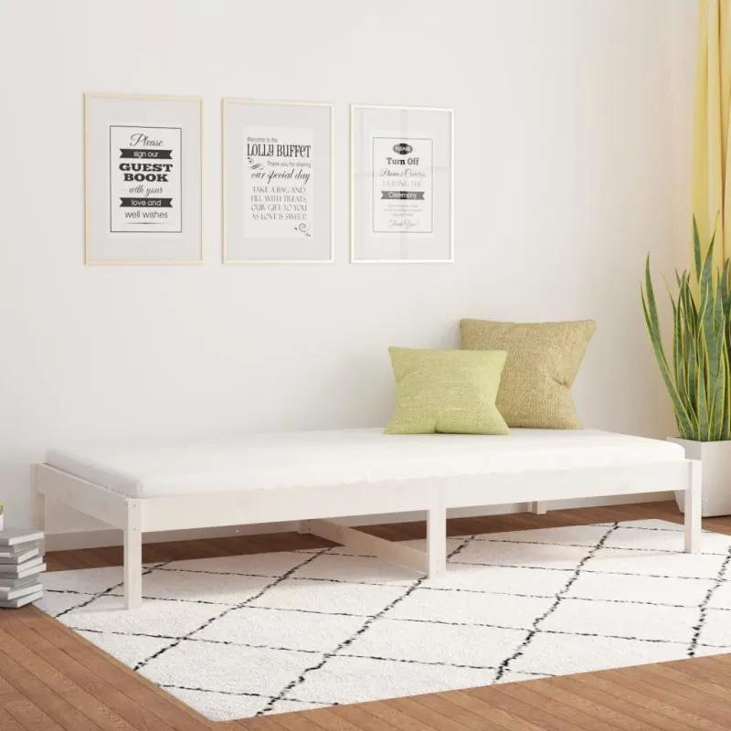 Lova be čiužinio, balta, 80x200cm, pušies medienos masyvas