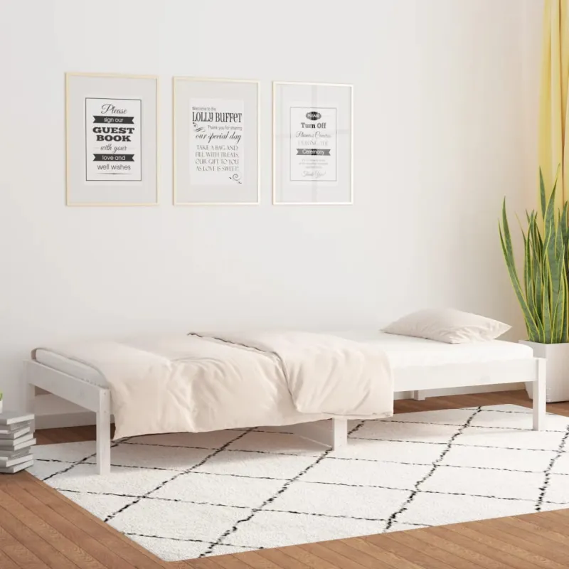 Lova be čiužinio, balta, 80x200cm, pušies medienos masyvas