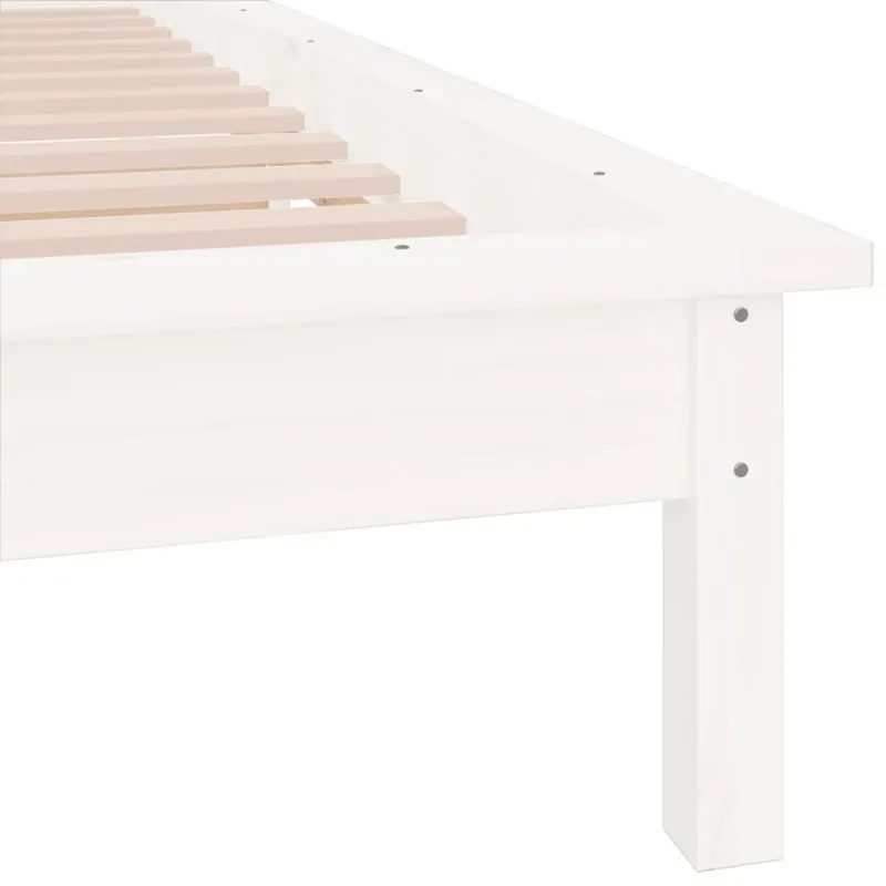 Lovos rėmas su LED, baltos spalvos, 100x200cm, medienos masyvas