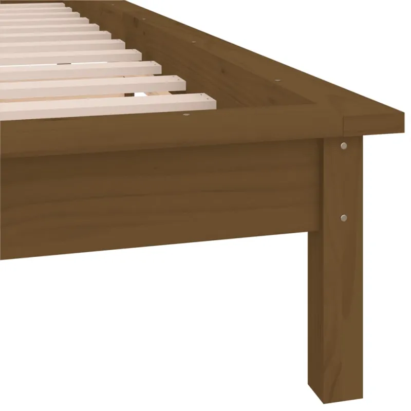 Lovos rėmas su LED, medaus rudas, 100x200cm, medienos masyvas
