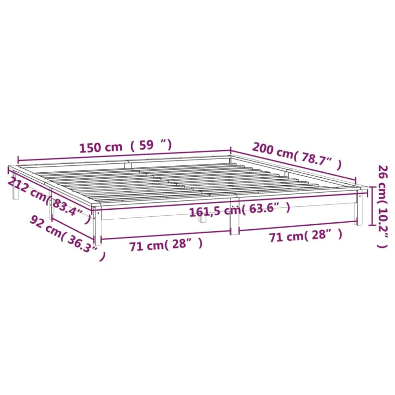 Lovos rėmas su LED, 150x200cm, medienos masyvas, didelis