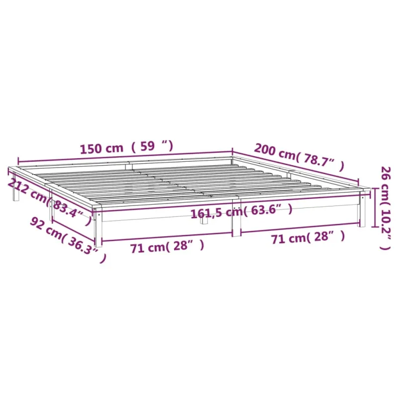 Lovos rėmas su LED, baltas, 150x200cm, mediena, didelis