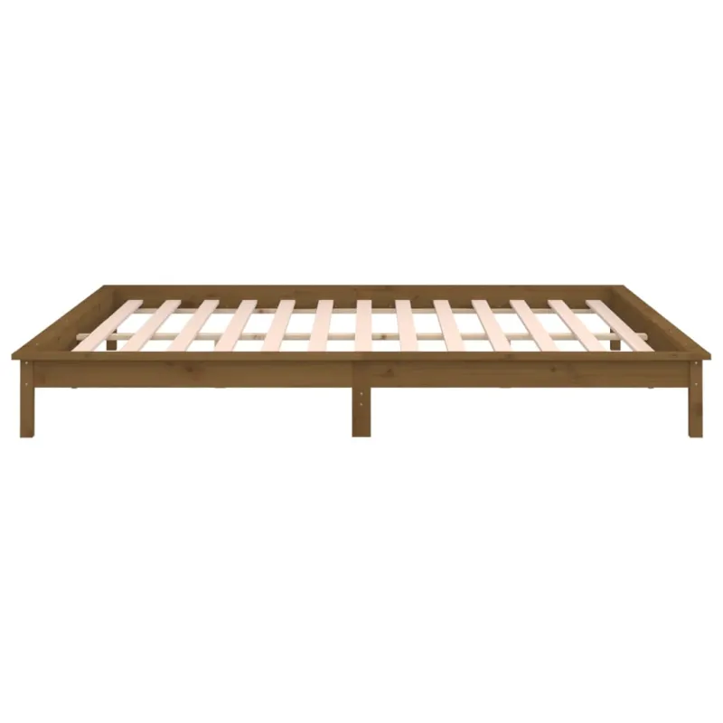 Lovos rėmas su LED, medaus rudas, 160x200cm, medienos masyvas