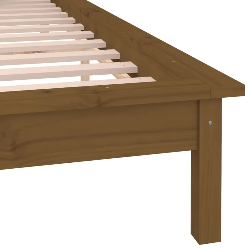 Lovos rėmas su LED, medaus rudas, 200x200cm, medienos masyvas