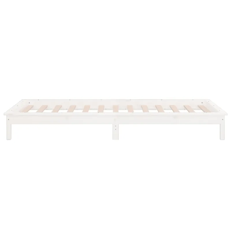 Lovos rėmas su LED, baltas, 75x190cm, mediena, vienvietis