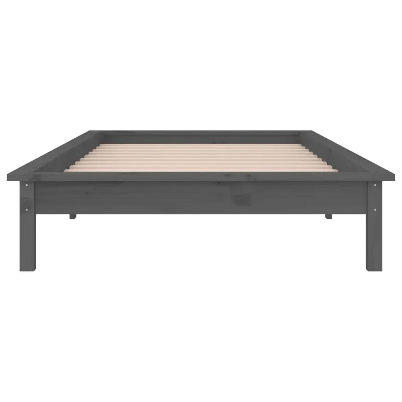 Lovos rėmas su LED, pilkas, 75x190cm, mediena, vienvietis