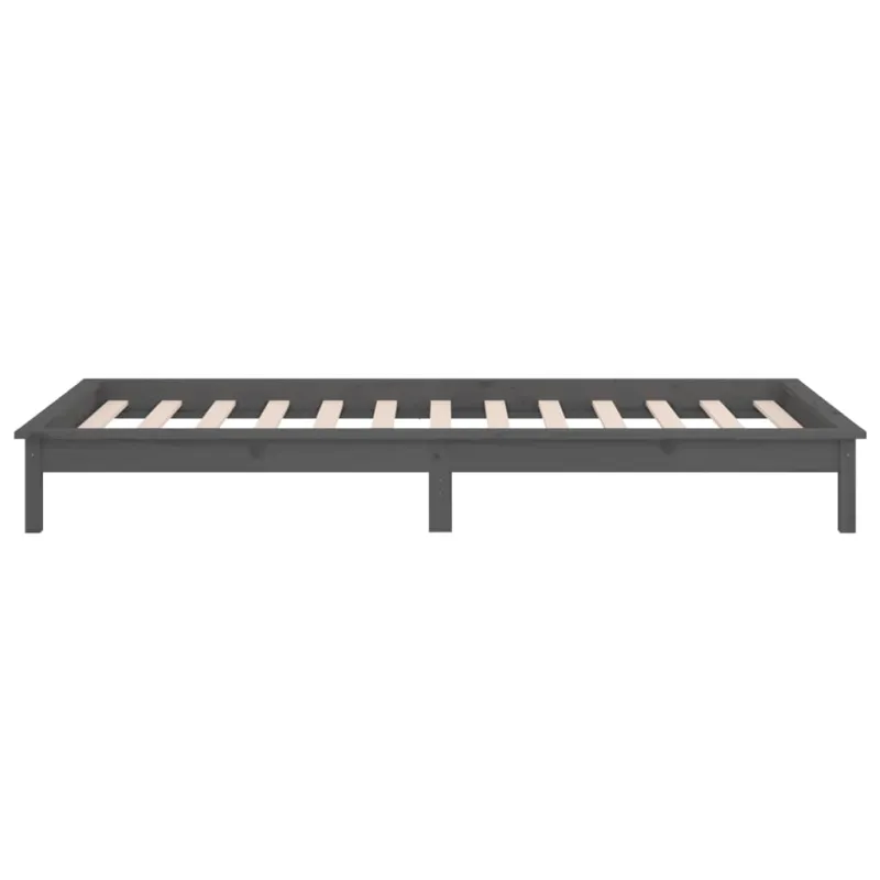 Lovos rėmas su LED, pilkas, 75x190cm, mediena, vienvietis
