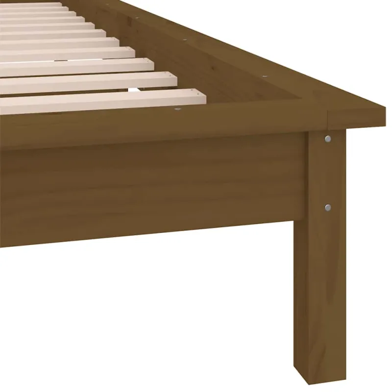 Lovos rėmas su LED, medaus rudas, 90x190cm, mediena, vienvietis