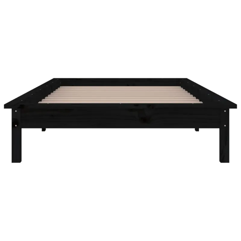 Lovos rėmas su LED, juodas, 90x190cm, mediena, vienvietis