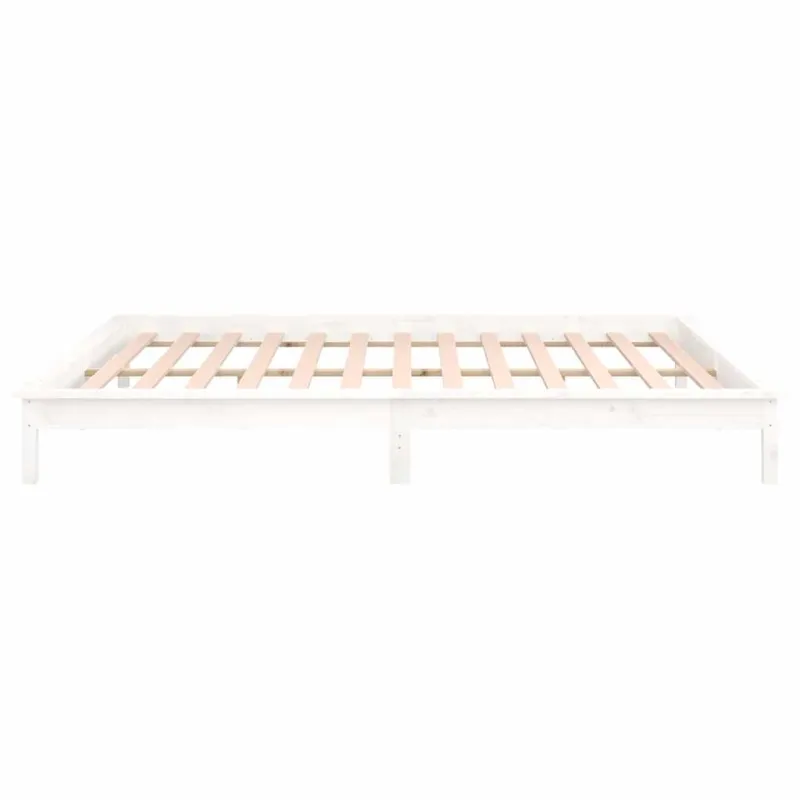 Lovos rėmas su LED, baltas, 120x190cm, mediena, dvivietis