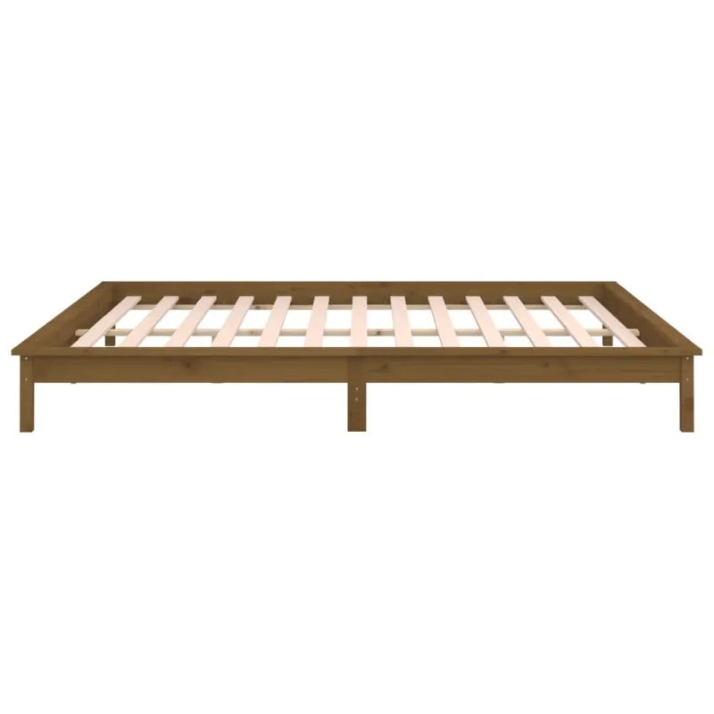 Lovos rėmas su LED, medaus rudas, 120x190cm, mediena, dvivietis