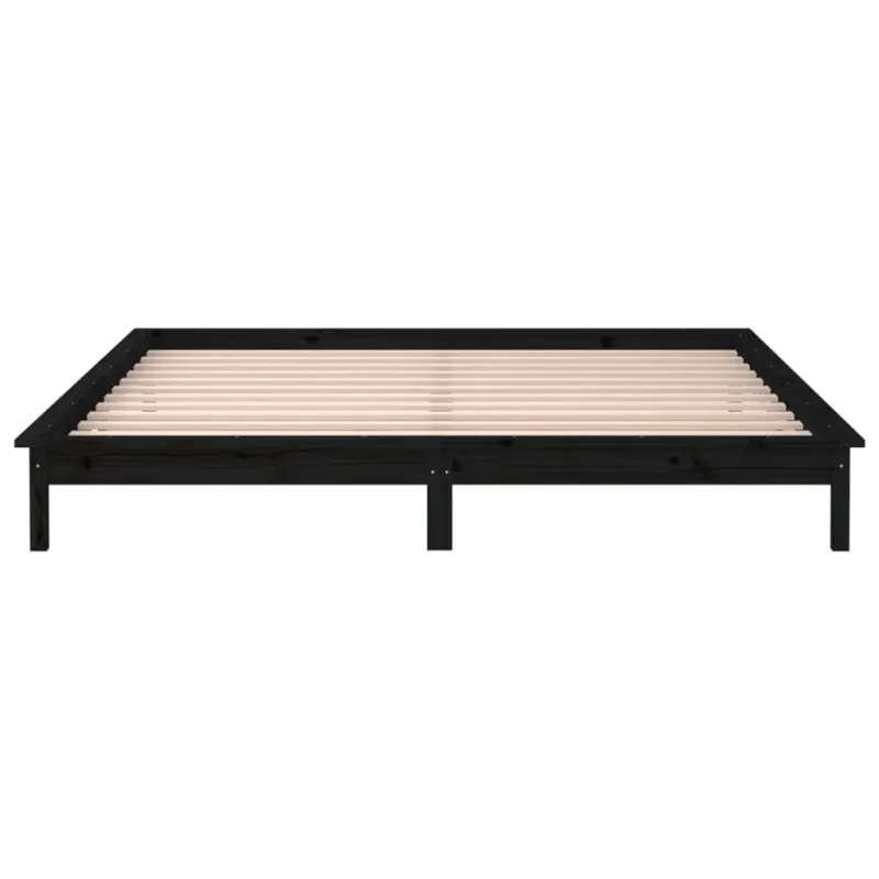 Lovos rėmas su LED, juodas, 120x190cm, mediena, dvivietis