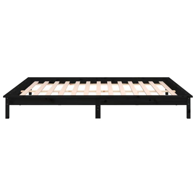 Lovos rėmas su LED, juodas, 120x190cm, mediena, dvivietis