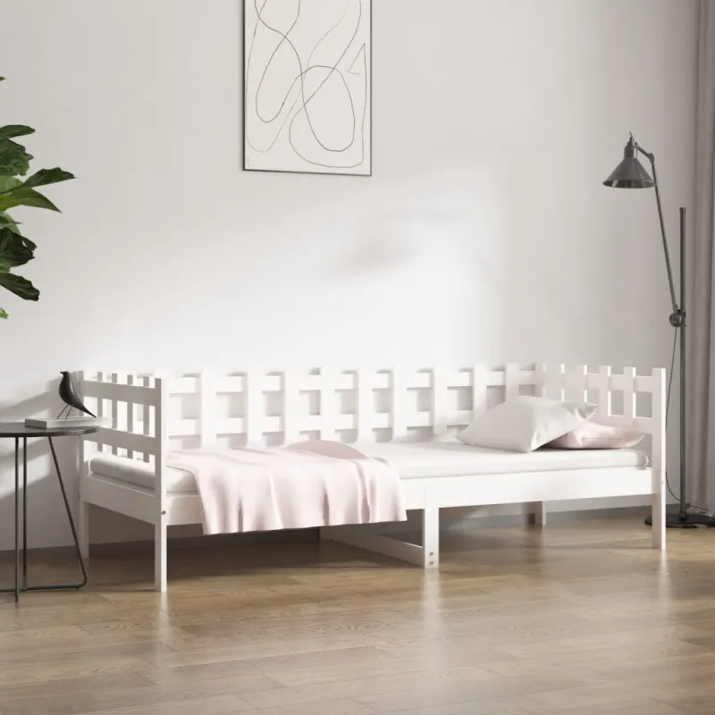 Lova be čiužinio, balta, 90x200cm, pušies medienos masyvas