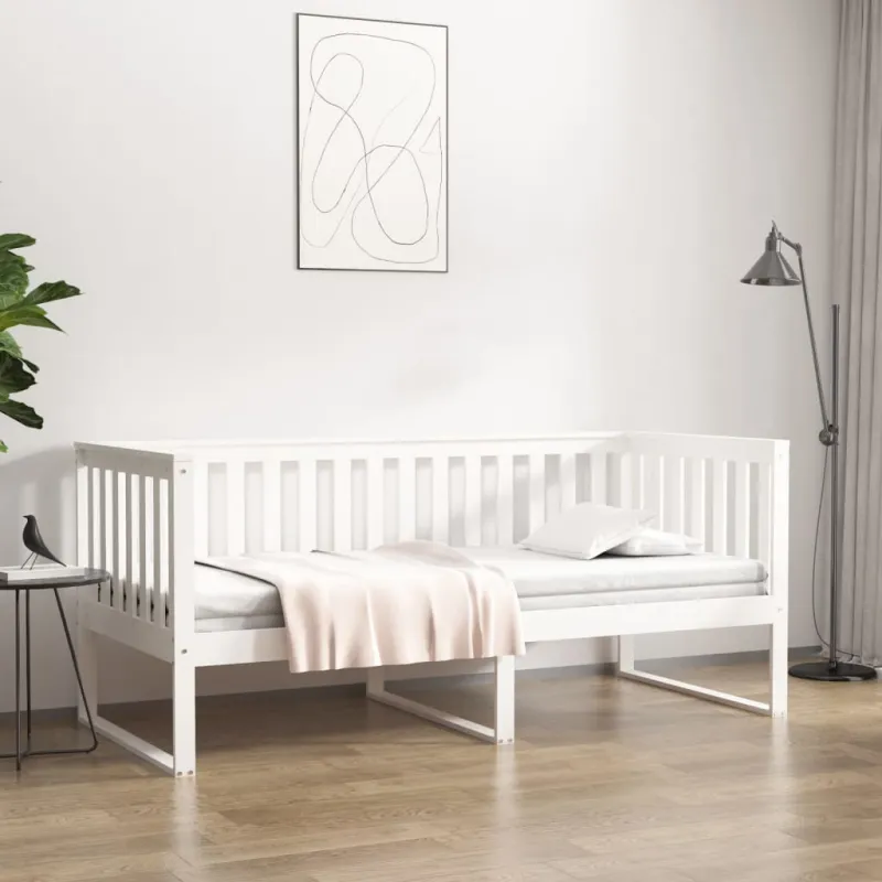 Dieninė lova be čiužinio Balta 100x200 cm medžio masyvo pušis