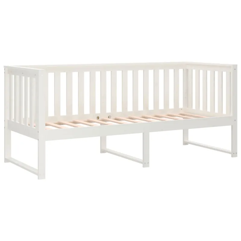 Dieninė lova be čiužinio Balta 75x190 cm medžio masyvo pušis