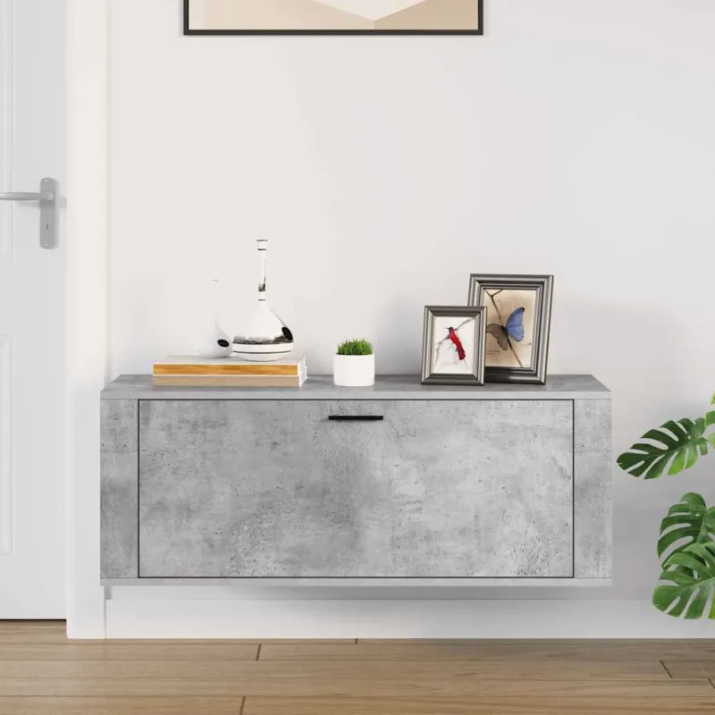 Spintelė batams, betono pilka, 100x35x38cm, apdirbta mediena