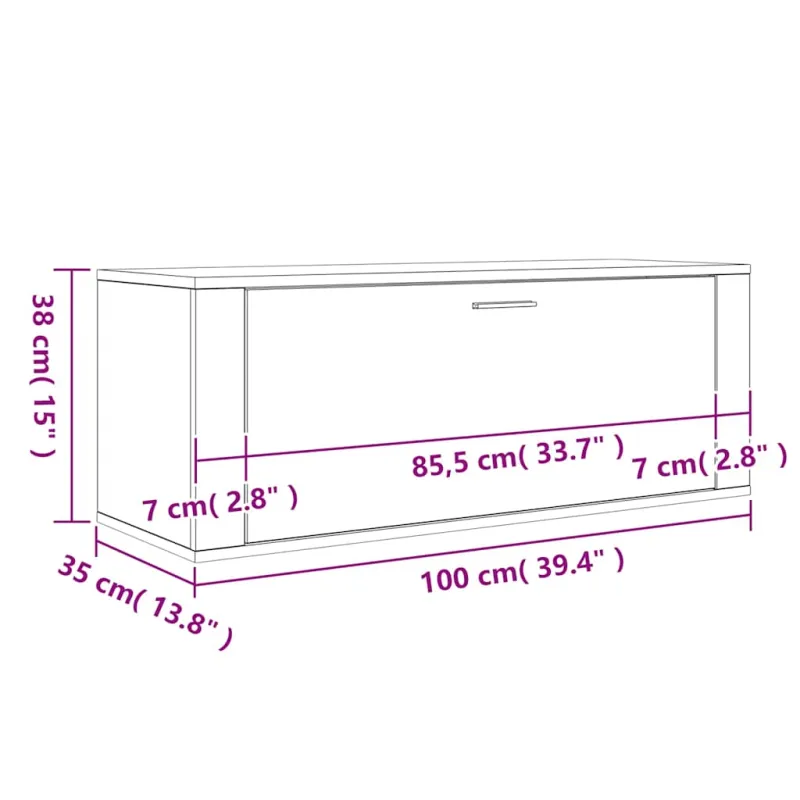 Spintelė batams, betono pilka, 100x35x38cm, apdirbta mediena