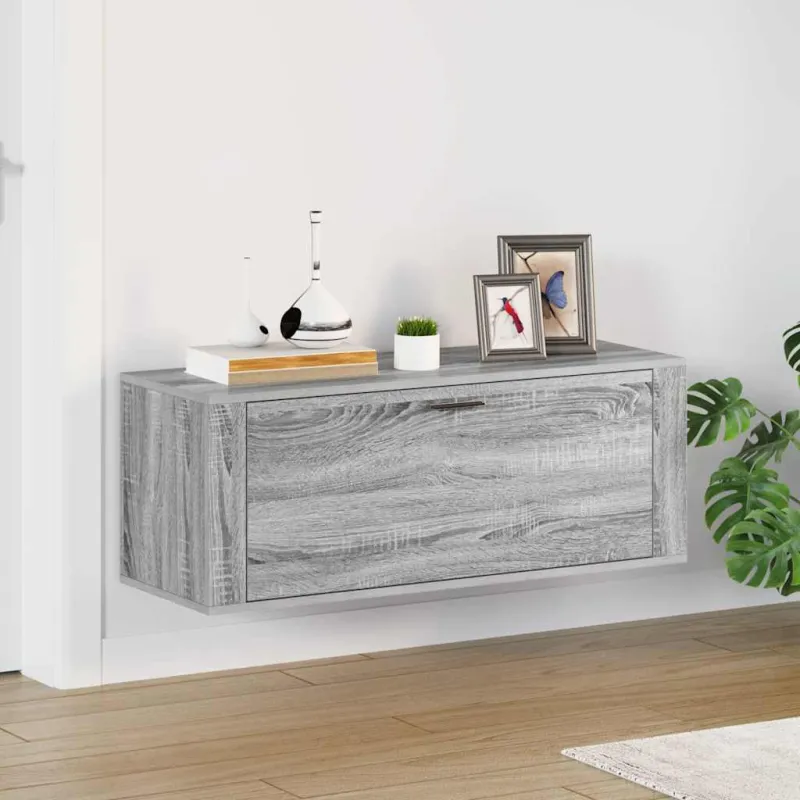 Spintelė batams, pilka ąžuolo, 100x35x38cm, apdirbta mediena