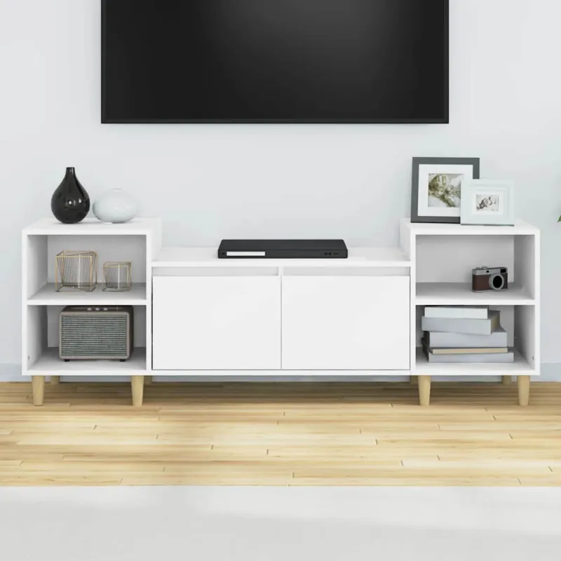 Televizoriaus spintelė, baltos spalvos, 160x35x55cm, mediena