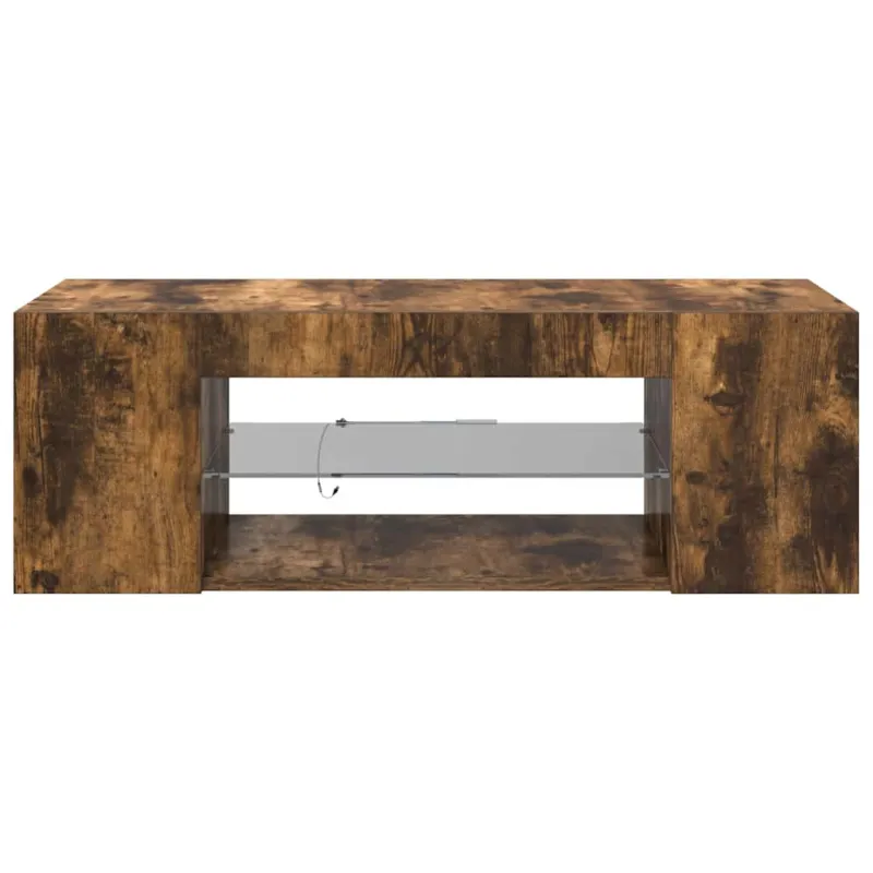 TV spintelė su LED apšvietimu, dūminio ąžuolo, 90x39x30cm