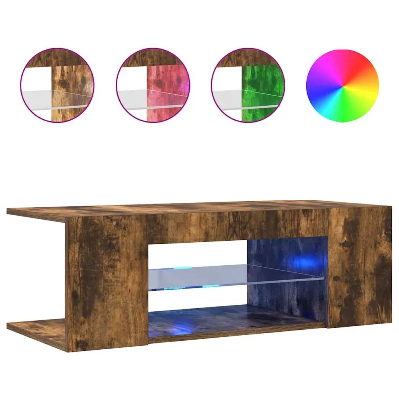 TV spintelė su LED apšvietimu, dūminio ąžuolo, 90x39x30cm