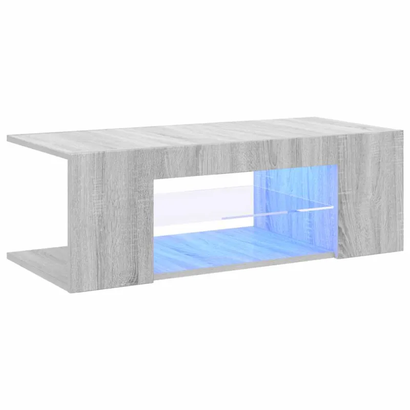 Televizoriaus spintelė su LED, pilka ąžuolo, 90x39x30cm