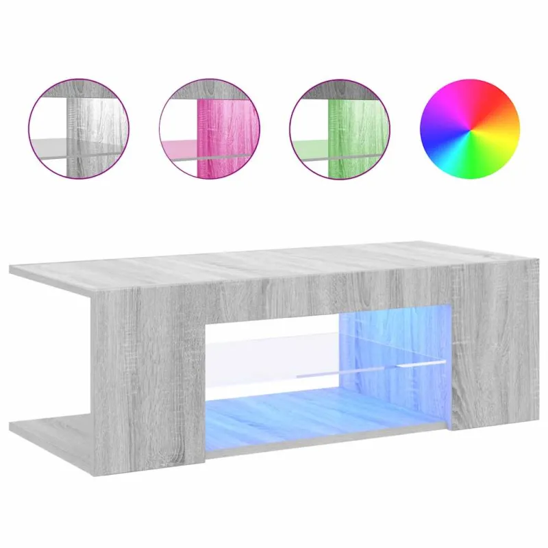 Televizoriaus spintelė su LED, pilka ąžuolo, 90x39x30cm