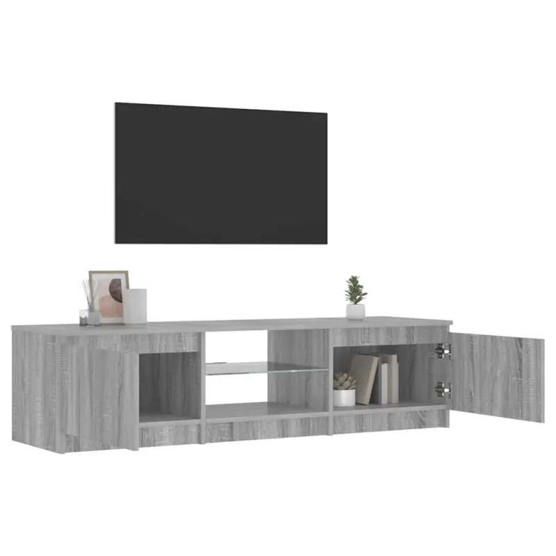 Televizoriaus spintelė su LED, pilka ąžuolo, 140x40x36cm