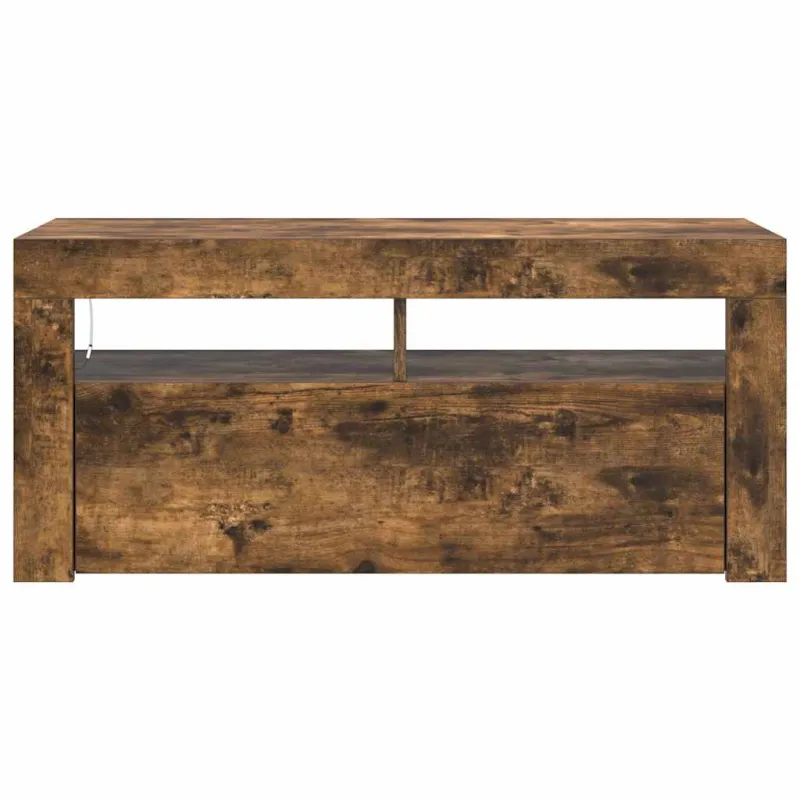 TV spintelė su LED apšvietimu, dūminio ąžuolo, 90x35x40cm
