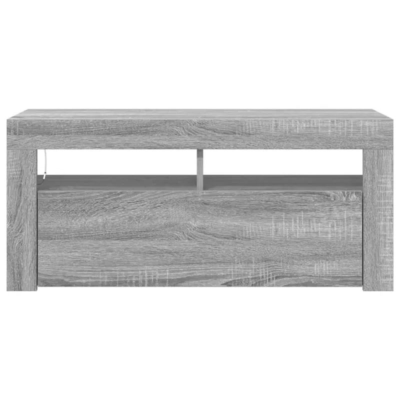 TV spintelė su LED apšvietimu, pilka ąžuolo, 90x35x40cm