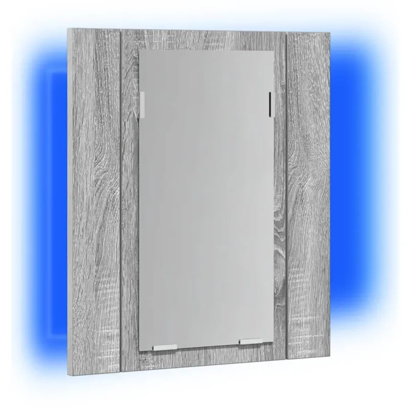 Veidrodinė LED vonios spintelė, pilka, 40x12x45cm, mediena
