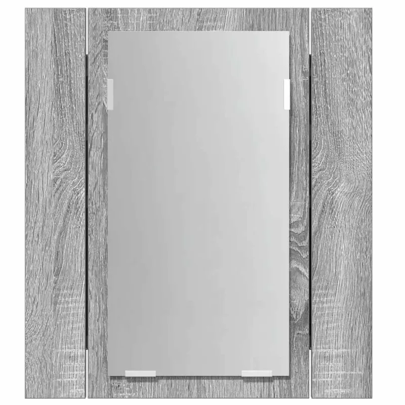 Veidrodinė LED vonios spintelė, pilka, 40x12x45cm, mediena